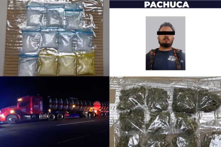 Aseguran droga e hidrocarburo en la México-Pachuca