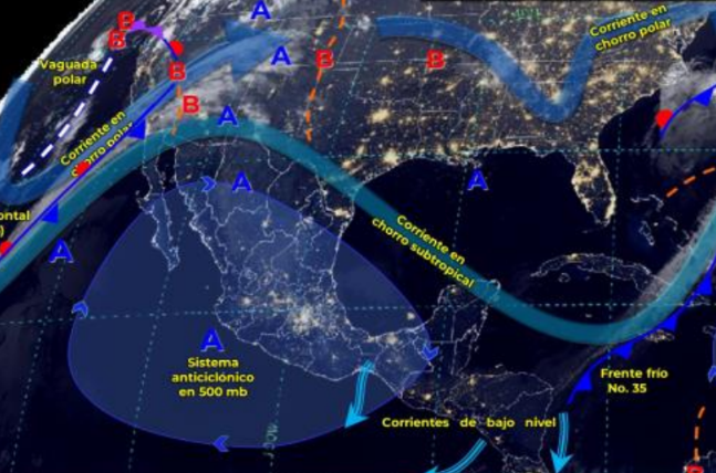 Frente frío número 36 ocasionará lluvias fuertes y rachas fuertes de viento en el Golfo de California