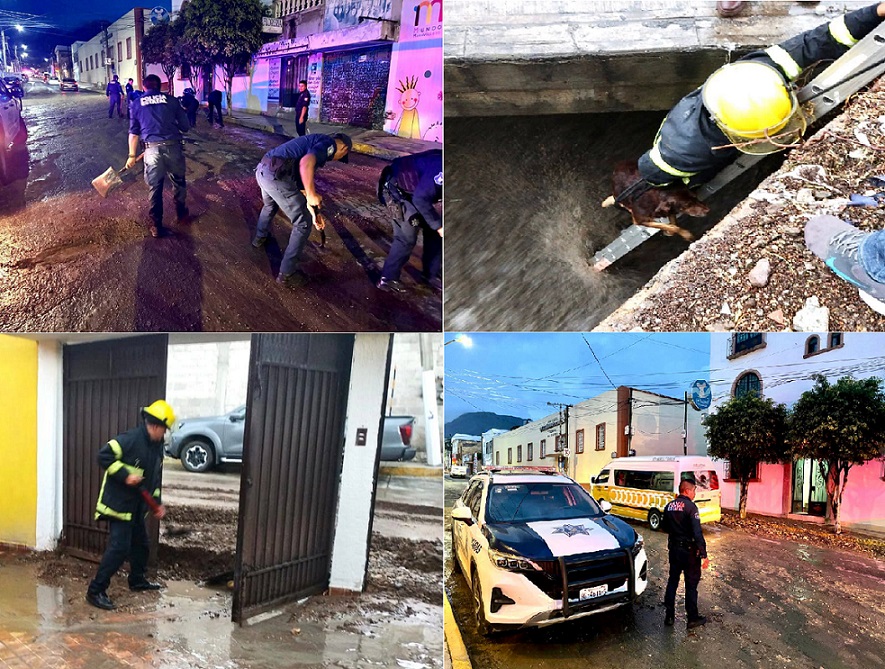 SSPH auxilia en diferentes puntos de la zona metropolitana ante las lluvias de esta tarde