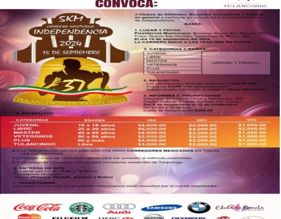 Próximamente Carrera Atlética Nocturna de Independencia en Tulancingo